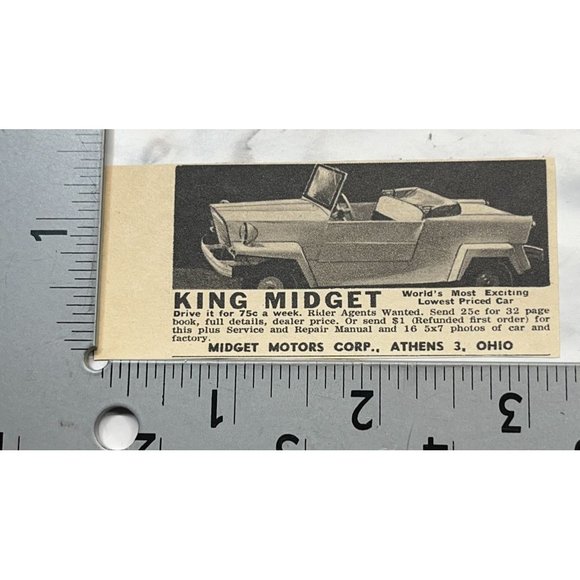 King Midget Motors Mini Print Ad Vintage 1963 Cars Auto Athens OH - Picture 2 of 6